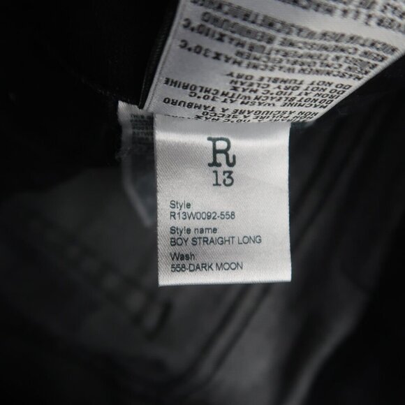 R13 Boy Straight Long Jeans in Dark Moon 24 - Picture 8 of 13